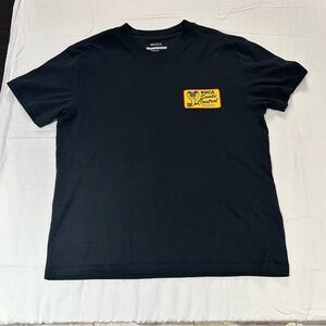 RVCA Black Tee with Yellow and Red Snake Control Graphic